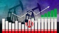 Iran oil industry concept. Economic crisis, increased prices, fuel default. Oil wells, stock market, exchange economy and trade,