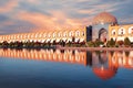 Iran. Persia. Isfahan. Dome of Sheikh Lotfollah Mosque at Naqsh-e Jahan square in Isfahan at sunset. Royalty Free Stock Photo