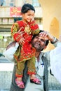 Iran, Persia, Yazd - September 2017: Father and daughter on a walk. Iranian family