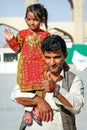 Iran, Persia, Yazd - September 2017: Father and daughter on a walk. Iranian family