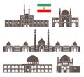 Iran set. Isolated Iran architecture on white background