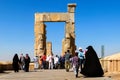 Iran, Shiraz, Persepolis - September 18, 2016: tourists and locals visiting the old ruins of the ancient city.