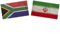 Iran and South Africa Flags Together Paper Texture Illustration