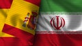 Iran and Spain Realistic Flag Ã¢â¬â Fabric Texture Illustration