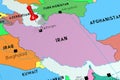 Iran, Tehran - capital city, pinned on political map