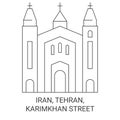 Iran, Tehran, Karimkhan Street travel landmark vector illustration