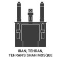 Iran, Tehran, Tehran's Shah Mosque travel landmark vector illustration