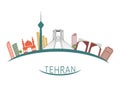 Azadi tower in Iran - Tehran vector illustration set