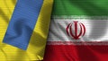 Iran and Ukraine Realistic Flag Ã¢â¬â Fabric Texture Illustration