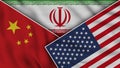 Iran United States of America China Flags Together Fabric Texture Effect Illustrations Royalty Free Stock Photo