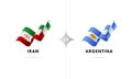 Iran versus Argentina. Football. Vector illustration.