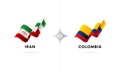 Iran versus Colombia. Football. Vector illustration.