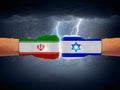 Iran vs Israel fight or war concept. Iran vs Israel crisis Royalty Free Stock Photo