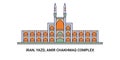 Iran, Yazd, Amir Chakhmaq Complex, travel landmark vector illustration