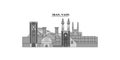 Iran, Yazd city skyline isolated vector illustration, icons