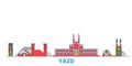 Iran, Yazd line cityscape, flat vector. Travel city landmark, oultine illustration, line world icons