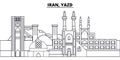 Iran, Yazd line skyline vector illustration. Iran, Yazd linear cityscape with famous landmarks, city sights, vector
