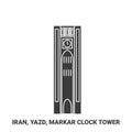 Iran, Yazd, Markar Clock Tower travel landmark vector illustration