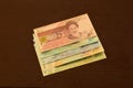 Iranian Banknotes, 5000 rials, 10000 rials, 20000 rials, 50000 rials and 100000 rials Royalty Free Stock Photo