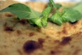 Iranian breakfast at the office with Sangak breadflat bread and Basil Royalty Free Stock Photo