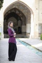 Iranian lady in Fin gardens in Kashan, Iran Royalty Free Stock Photo