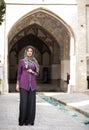 Iranian lady in Fin gardens in Kashan, Iran Royalty Free Stock Photo