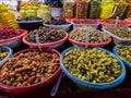 Iranian local pickle variety, sales and presentation in the market Royalty Free Stock Photo