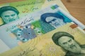 Iranian money, Rials, Various paper banknotes Royalty Free Stock Photo