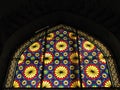 Iranian Patterns in the Arch-Shaped Window of Bam Citadel Royalty Free Stock Photo