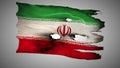 Iranian perforated, burned, grunge waving flag loop alpha