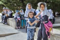 Iranian schoolgirls in school uniform for walk around city, Shiraz.