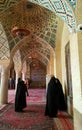 Iranian Women taking pictures in Nasir ol Molk, the Pink Mosque, Shiraz, Iran Royalty Free Stock Photo