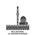 Iraq, Baghdad, Alkadhimiya Mosque travel landmark vector illustration