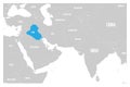 Iraq blue marked in political map of South Asia and Middle East. Simple flat vector map