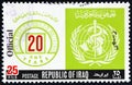 IRAQ - CIRCA 1968: A stamp printed in Iraq shows anniversary and W.H.O. emblems, circa 1968.
