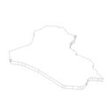 Iraq - 3D black thin outline silhouette map of country area. Simple flat vector illustration