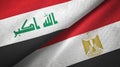 Iraq and Egypt two flags textile cloth