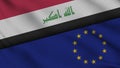 Iraq and European Union Flags, Breaking News, Political Diplomacy Crisis Concept Royalty Free Stock Photo