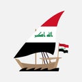 Iraq flag dhow ship history Sambuk transport from Baghdad to Basra made from timber sailing vessels with mast settee