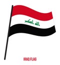 Iraq Flag Waving Vector Illustration on White Background. Iraq National Flag. Royalty Free Stock Photo