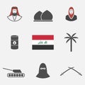 Iraq. Flat icons travel set.