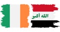 Iraq and Ireland grunge flags connection vector