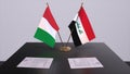 Iraq and Italy country flags 3D illustration. Politics and business deal or agreement