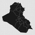 Iraq Map - Vector Solid Contour and State Regions on Transparent Background Royalty Free Stock Photo
