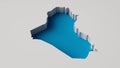 Iraq Map's 3d illustration 3d inner extrude map Sea Depth with inner shadow. for web and apps