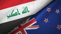 Iraq and New Zealand two flags textile cloth, fabric texture