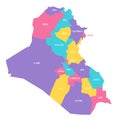 Iraq political map of administrative divisions
