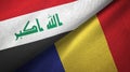 Iraq and Romania two flags textile cloth, fabric texture