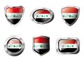 Iraq set shiny buttons and shields of flag Royalty Free Stock Photo