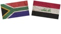 Iraq and South Africa Flags Together Paper Texture Illustration